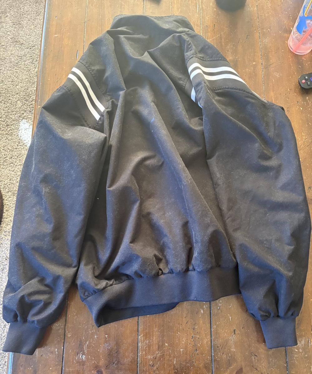 Smitty Umpire Jacket Men’s Large Black White Stripe Water Repellent Full Zip
